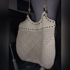 Genuine off white weaved leather bag